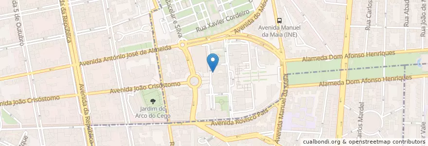 Mapa de ubicacion de Mobility and International Cooperation Office en ポルトガル, Área Metropolitana De Lisboa, Lisboa, Grande Lisboa, リスボン, Areeiro.