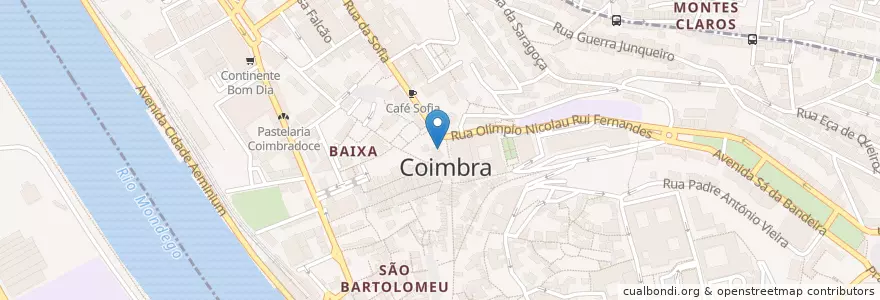Mapa de ubicacion de Café A Petisca en Португалия, Центральный Регион, Baixo Mondego, Coimbra, Coimbra, Sé Nova, Santa Cruz, Almedina E São Bartolomeu.