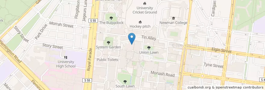 Mapa de ubicacion de Rowden White Library en オーストラリア, ビクトリア, City Of Melbourne.