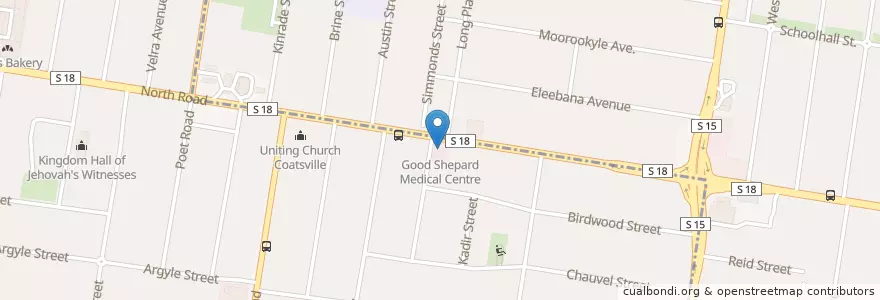 Mapa de ubicacion de Good Shepard Medical Centre en Australien, Victoria, City Of Glen Eira, City Of Monash.