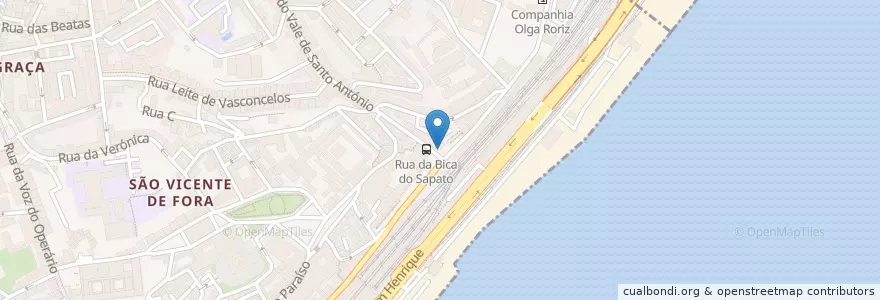Mapa de ubicacion de Restaurante Zéluna en Португалия, Grande Lisboa, Лиссабон, São Vicente.