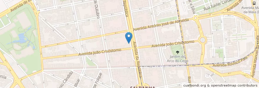 Mapa de ubicacion de Choupana Caffe en 포르투갈, Área Metropolitana De Lisboa, Lisboa, Grande Lisboa, 리스본, Avenidas Novas.