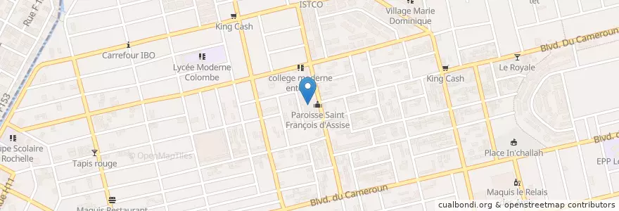 Mapa de ubicacion de Paroisse Saint François d'Assise en ساحل عاج, آبیجان, Koumassi.