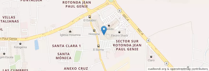 Mapa de ubicacion de Casa del Café Galerías Santo Domingo. en Nicaragua, Departamento De Managua, Managua (Municipio).
