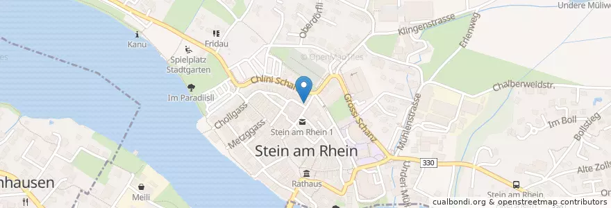 Mapa de ubicacion de Gutenberg en Suíça, Schaffhausen, Stein Am Rhein.
