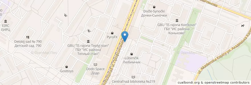 Mapa de ubicacion de Папа Джонс en Rusia, Центральный Федеральный Округ, Москва, Юго-Западный Административный Округ, Район Коньково.