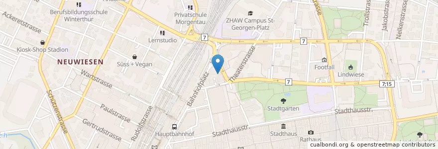 Mapa de ubicacion de Paddy O'Briens Old Irish Pub en Zwitserland, Zürich, Bezirk Winterthur, Winterthur.