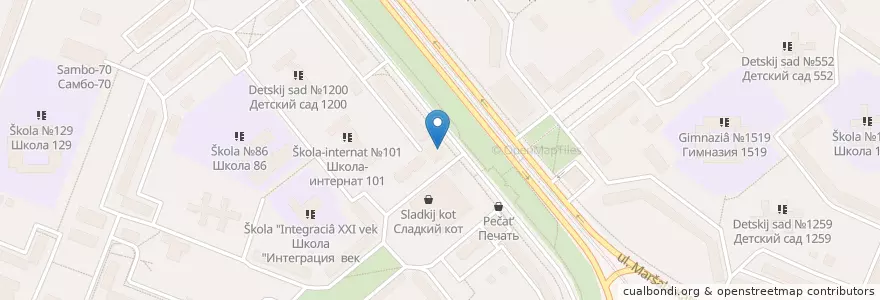 Mapa de ubicacion de ВТБ en 러시아, Центральный Федеральный Округ, Москва, Северо-Западный Административный Округ, Район Строгино.
