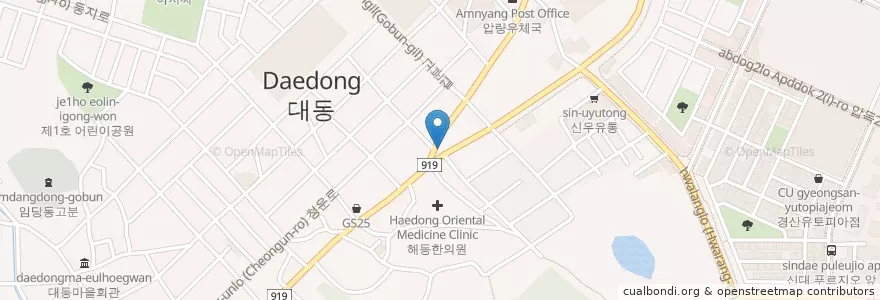 Mapa de ubicacion de 순천당약국(Pharmacy) en 대한민국, 경상북도, 경산시, 북부동.