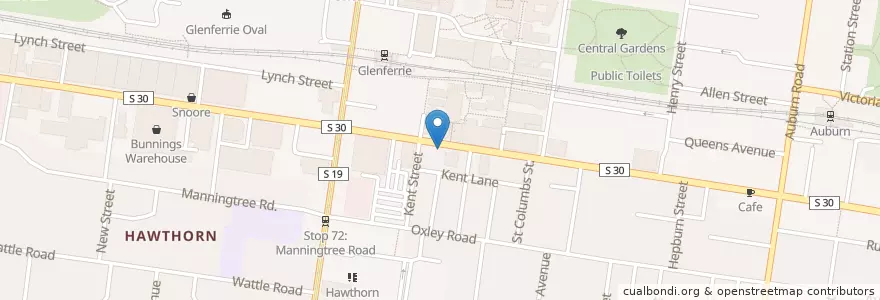 Mapa de ubicacion de Knead Bakers en Avustralya, Victoria, City Of Boroondara.