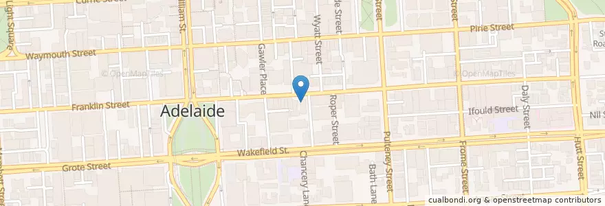 Mapa de ubicacion de Flinders Street Baptist Church en Australië, Zuid-Australië, Adelaide, Adelaide City Council.
