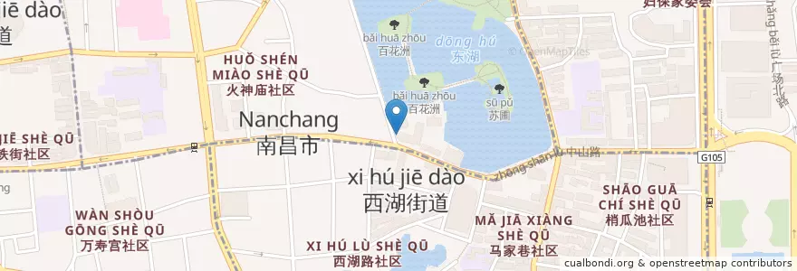 Mapa de ubicacion de DQ 冰雪皇后 en China, Jiangxi, 南昌市, 东湖区, 百花洲街道.