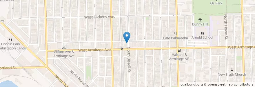 Mapa de ubicacion de Bissell St & Armitage Ave en Estados Unidos Da América, Illinois, Chicago.