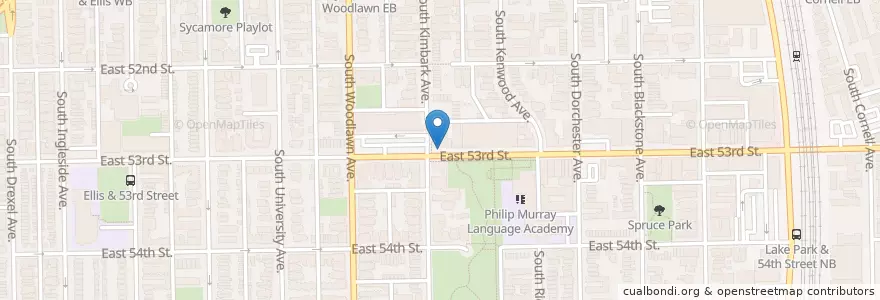 Mapa de ubicacion de Kimbark Ave & 53rd St en Estados Unidos Da América, Illinois, Chicago.