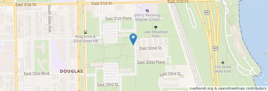 Mapa de ubicacion de Rhodes Ave & 32nd St en Amerika Birleşik Devletleri, Illinois, Chicago.