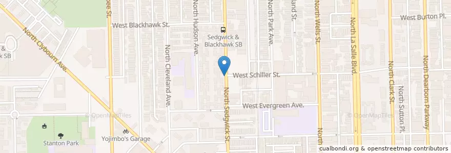 Mapa de ubicacion de Sedgwick St & Schiller St en 美利坚合众国/美利堅合眾國, 伊利诺伊州 / 伊利諾州, 芝加哥.
