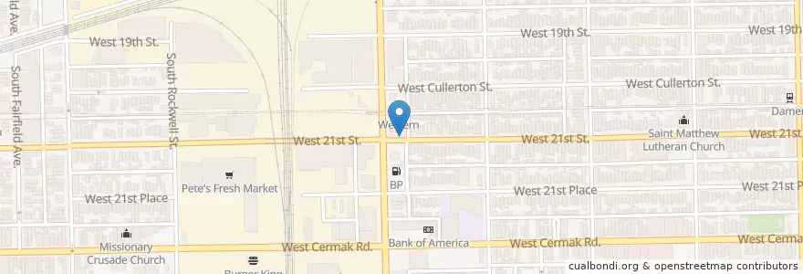 Mapa de ubicacion de Western Ave & 21st St en アメリカ合衆国, イリノイ州, シカゴ.