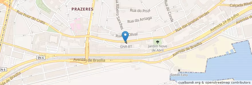 Mapa de ubicacion de GNR-BT en ポルトガル, Área Metropolitana De Lisboa, Lisboa, Grande Lisboa, リスボン, Estrela.