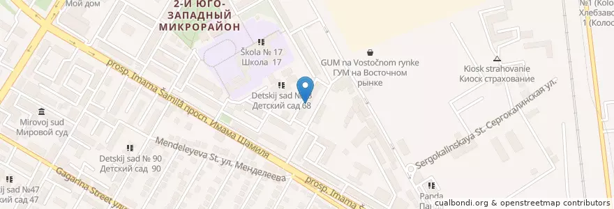 Mapa de ubicacion de Восточное кафе en Rusland, Federaal District Noordelijke Kaukasus, Dagestan, Городской Округ Махачкала.