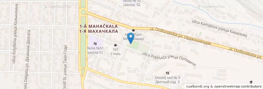 Mapa de ubicacion de Детский сад № 60 en روسیه, ناحیه فدرالی قفقاز شمالی, داغستان, Городской Округ Махачкала.