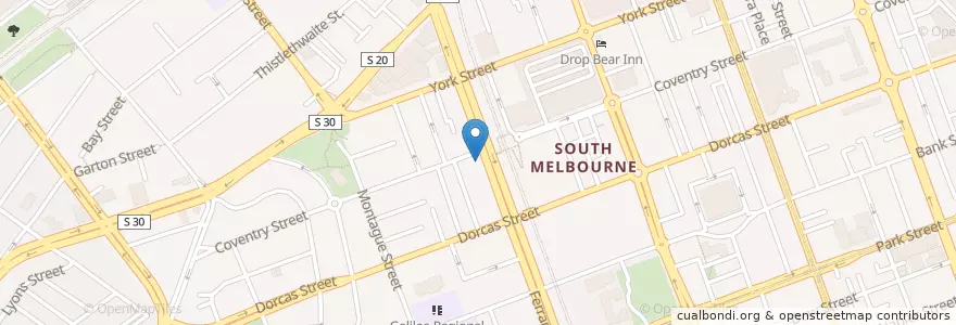 Mapa de ubicacion de South Melbourne Vet en Australië, Victoria, City Of Port Phillip.
