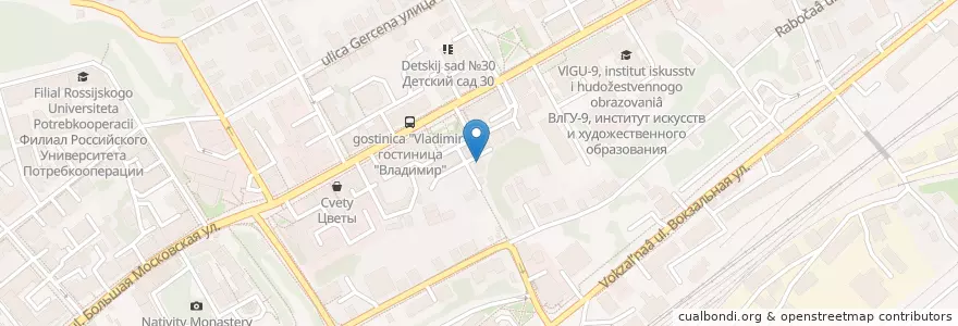Mapa de ubicacion de Лекрус en 러시아, Центральный Федеральный Округ, Владимирская Область, Городской Округ Владимир.