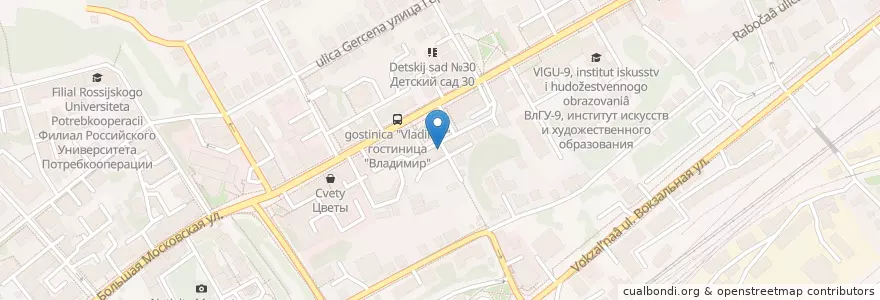 Mapa de ubicacion de Ювента en Rusia, Distrito Federal Central, Óblast De Vladímir, Городской Округ Владимир.
