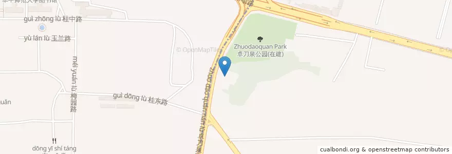 Mapa de ubicacion de 卓刀泉寺 en 중국, 후베이성, 우한시, 훙산구, 珞南街道.
