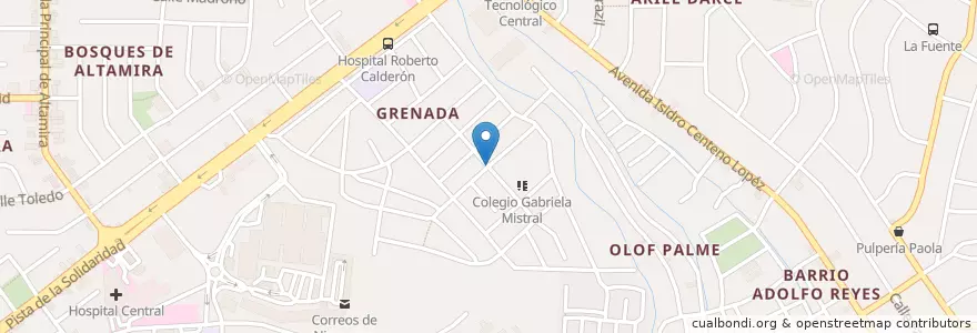 Mapa de ubicacion de Barrio Grenada en Nicarágua, Departamento De Managua, Managua (Municipio).