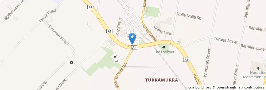 Mapa de ubicacion de ANZ Turramurra en Australia, New South Wales, Sydney, Ku-Ring-Gai Council.