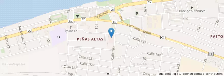 Mapa de ubicacion de Base de ómnibus en Cuba, Matanzas, Matanzas, Ciudad De Matanzas.