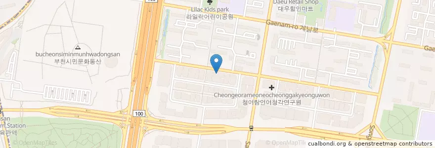Mapa de ubicacion de 천객가 (Choengaeckga) en Corea Del Sud, Gyeonggi, 부천시.