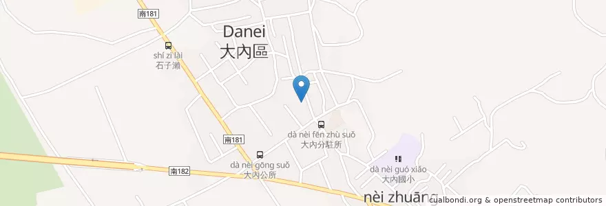 Mapa de ubicacion de 大內分駐所 en 臺灣, 臺南市, 大內區.