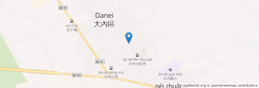 Mapa de ubicacion de 第四大救災救護大的隊隊大內分隊 en 臺灣, 臺南市, 大內區.