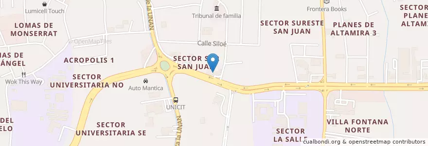 Mapa de ubicacion de La Frontera burrito bar en Nicaragua, Departamento De Managua, Managua (Municipio).