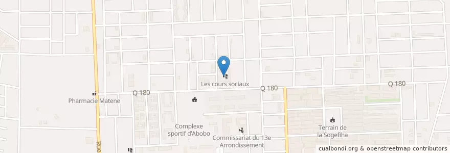 Mapa de ubicacion de Les cours sociaux en Costa De Marfil, Abiyán, Abobo.