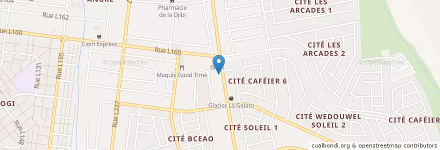 Mapa de ubicacion de BIAO en Côte D'Ivoire, Abidjan, Cocody.