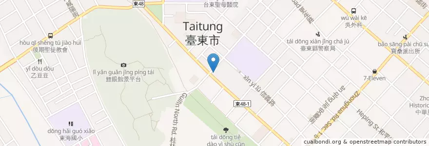 Mapa de ubicacion de 台東分局 en 台湾, 台湾省, 台東県, 台東市.