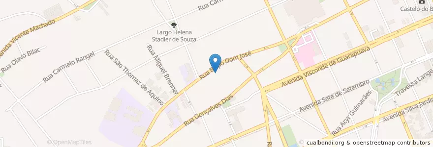 Mapa de ubicacion de Taco El Pancho en ブラジル, 南部地域, パラナ, Região Geográfica Intermediária De Curitiba, Região Metropolitana De Curitiba, Microrregião De Curitiba, クリチバ.