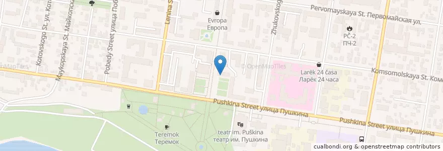 Mapa de ubicacion de Zavertush en Rusya Federasyonu, Южный Федеральный Округ, Krasnodar Krayı, Адыгея, Городской Округ Майкоп.