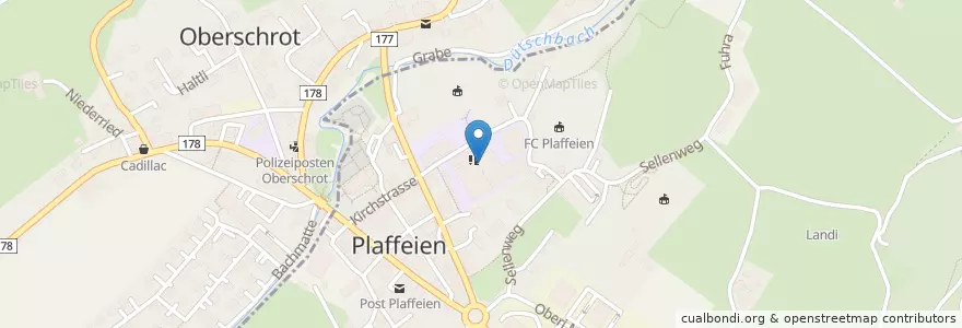 Mapa de ubicacion de Orientierungsschule Plaffeien en Switzerland, Fribourg, Sensebezirk, Plaffeien.