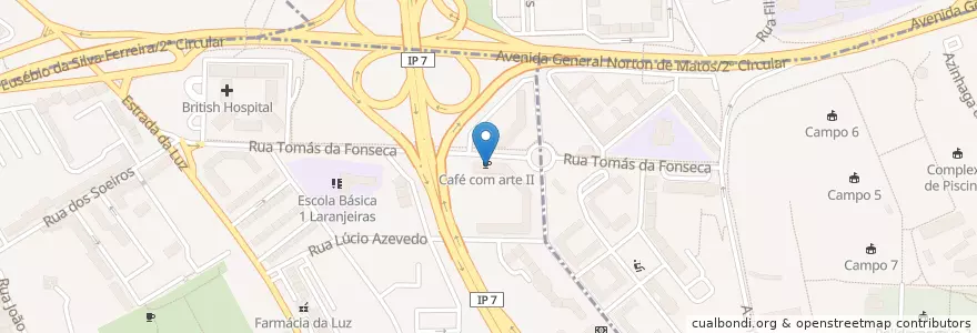 Mapa de ubicacion de Café com arte II en 葡萄牙, Área Metropolitana De Lisboa, Lisboa, Grande Lisboa, 里斯本, São Domingos De Benfica.