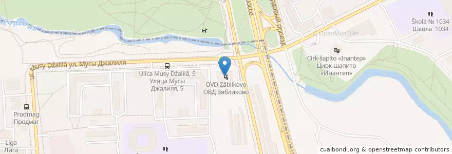 Mapa de ubicacion de ОВД Зябликово en Russia, Central Federal District, Moscow, Southern Administrative Okrug, Zyablikovo District, Brateyevo District.