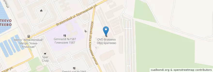 Mapa de ubicacion de ОВД Братеево en Russie, District Fédéral Central, Moscou, Южный Административный Округ, Район Братеево.