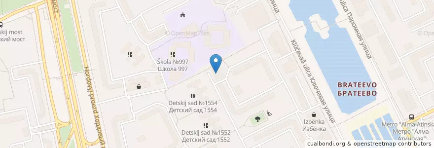 Mapa de ubicacion de Москва 115612 en Rusia, Distrito Federal Central, Москва, Южный Административный Округ, Район Братеево.