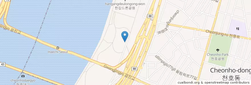 Mapa de ubicacion de Bicycle park en Korea Selatan, 서울, 강동구, 천호동, 천호2동.