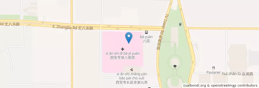 Mapa de ubicacion de 西安市第八医院 en 中国, 陝西省, 西安市, 雁塔区 (Yanta).
