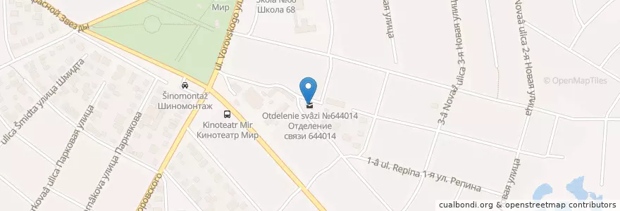 Mapa de ubicacion de Омск 644014 en Rússia, Distrito Federal Siberiano, Омская Область, Омский Район, Городской Округ Омск.