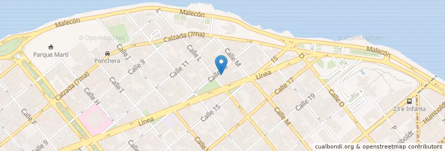 Mapa de ubicacion de Hospital Internacional "Camilo Cienfuegos" en キューバ, La Habana, Plaza De La Revolución.