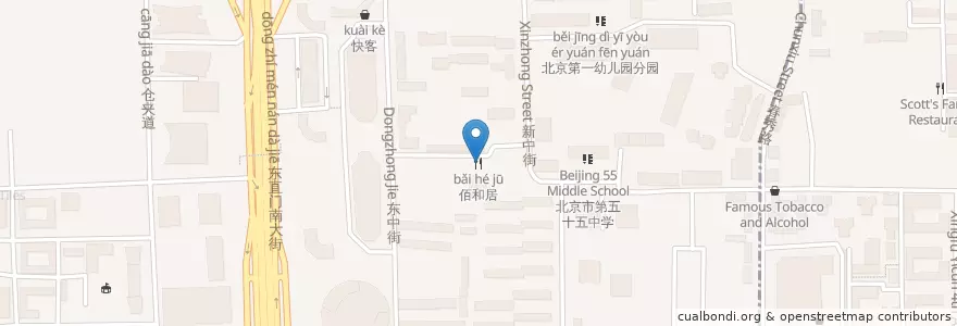Mapa de ubicacion de 佰和居 en China, Pekín, Hebei, 东城区.